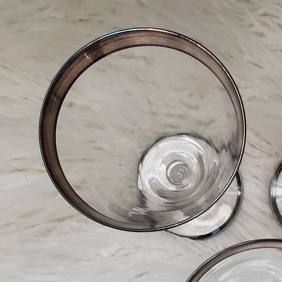 Hawkes Crystal Goblet Wine Glass Sterling Band Rimmed Signed Art Deco Set of 2 - Picture 6 of 12